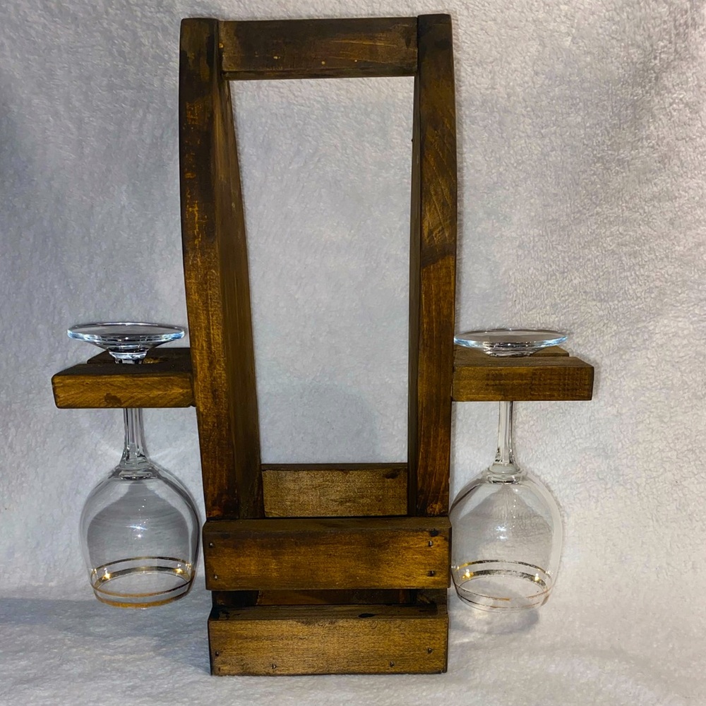 Wine Holder Bottle and glass holder solid pine wood